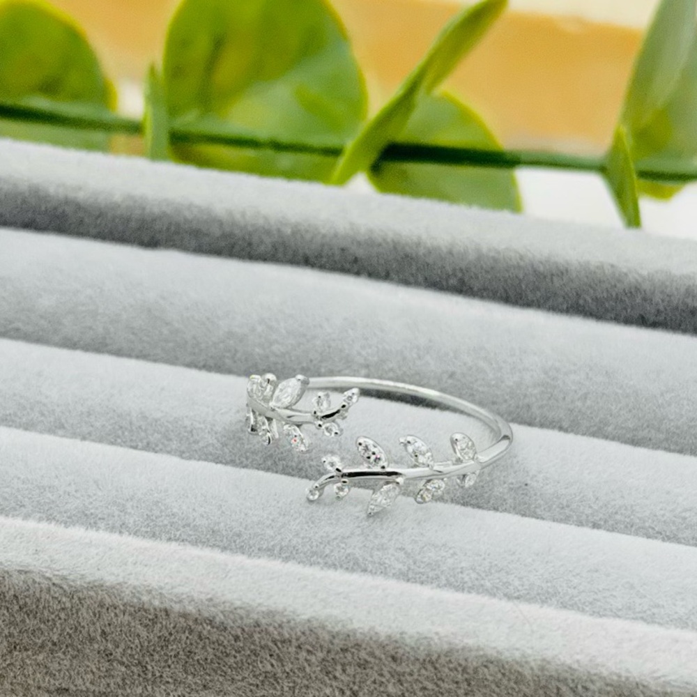 925 Sterling Silver Branch And Leaf Open Ring - Picture 5 of 11